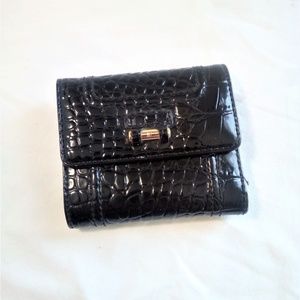 Black Foux snake skin tri fold wallet